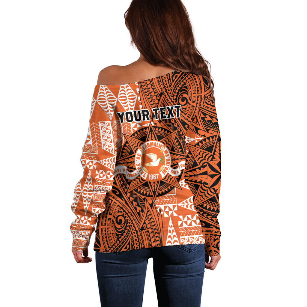 Personalised Tonga Tailulu College Off Shoulder Sweater Since 1967 Special Kupesi Pattern Version 2