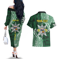 Personalised Tonga Takuilau College Couples Matching Off The Shoulder Long Sleeve Dress and Hawaiian Shirt Since 1975 Special Kupesi Pattern