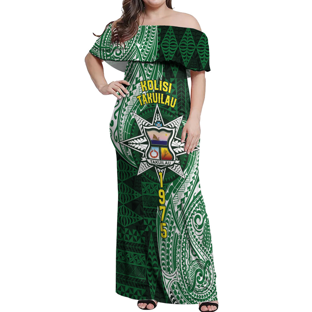 Personalised Tonga Takuilau College Off Shoulder Maxi Dress Since 1975 Special Kupesi Pattern