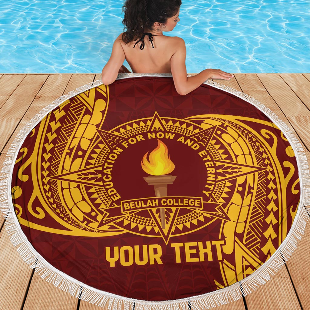 Personalised Tonga Beulah College Beach Blanket Since 1938 Special Kupesi Pattern
