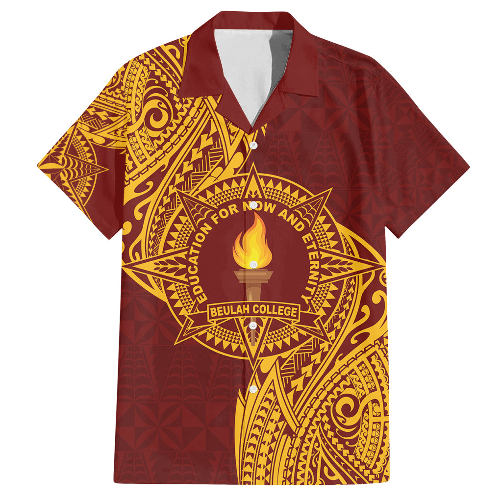 Personalised Tonga Beulah College Family Matching Off Shoulder Maxi Dress and Hawaiian Shirt Since 1938 Special Kupesi Pattern