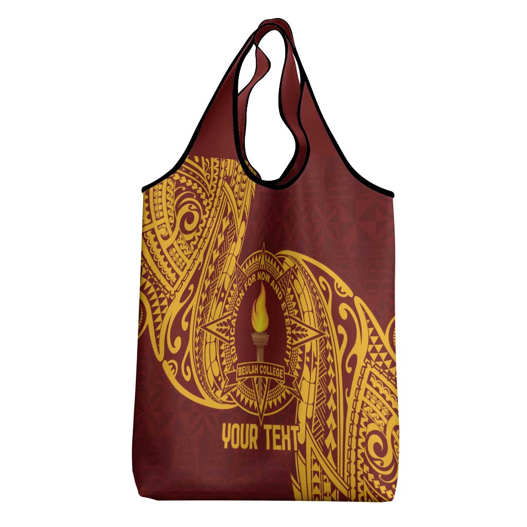 Personalised Tonga Beulah College Grocery Bag Since 1938 Special Kupesi Pattern