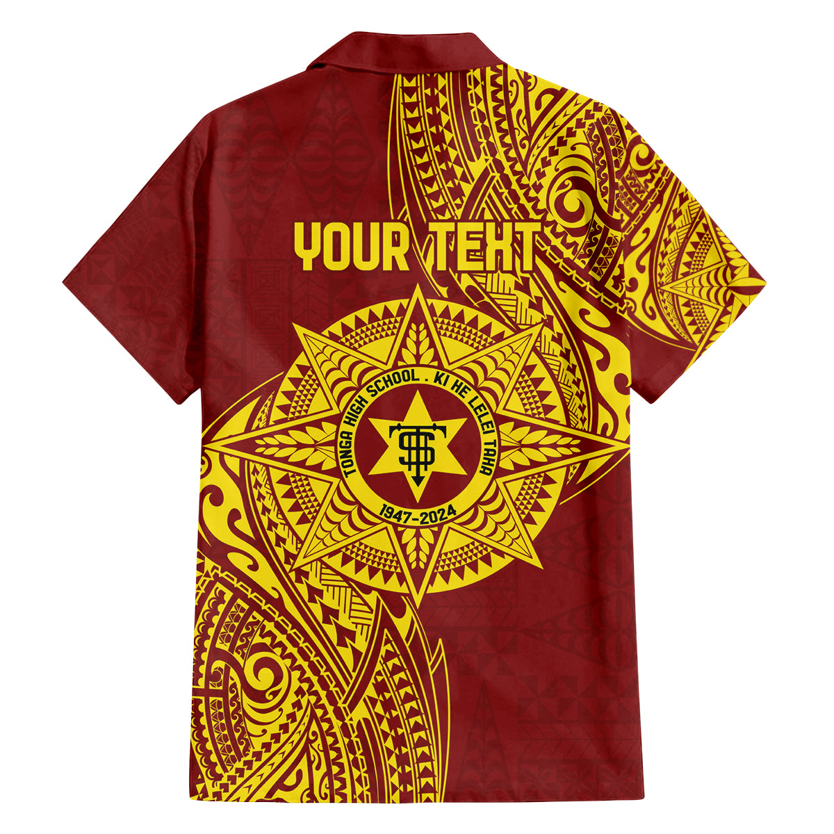 Personalised Tonga High School 77th Anniversary Family Matching Off The Shoulder Long Sleeve Dress and Hawaiian Shirt Special Kupesi Pattern