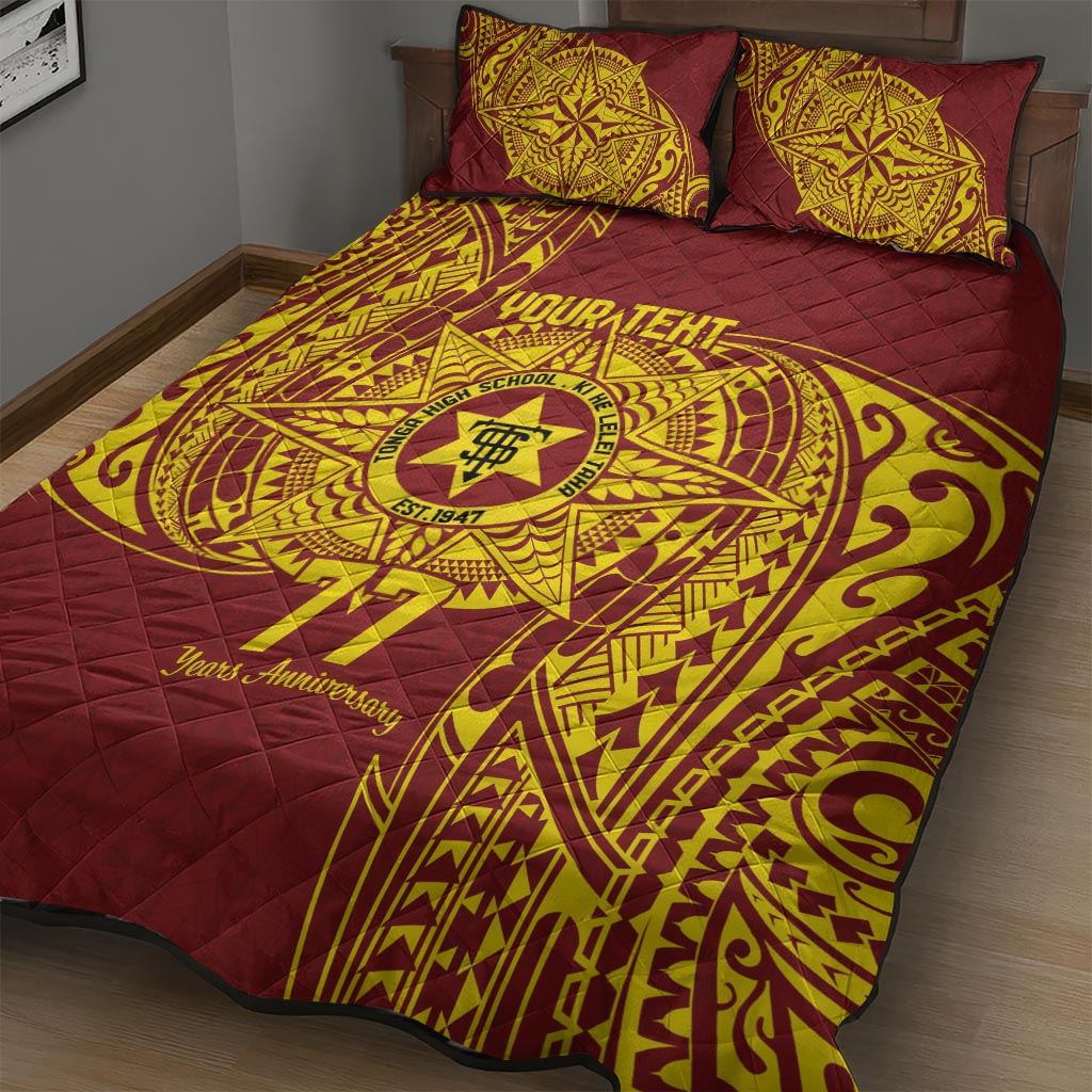 Personalised Tonga High School 77th Anniversary Quilt Bed Set Special Kupesi Pattern