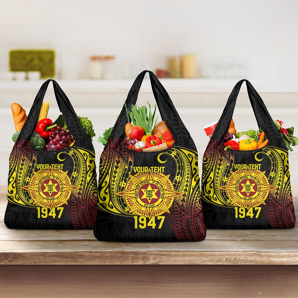 Personalised Tonga High School Grocery Bag Since 1947 Special Kupesi Pattern