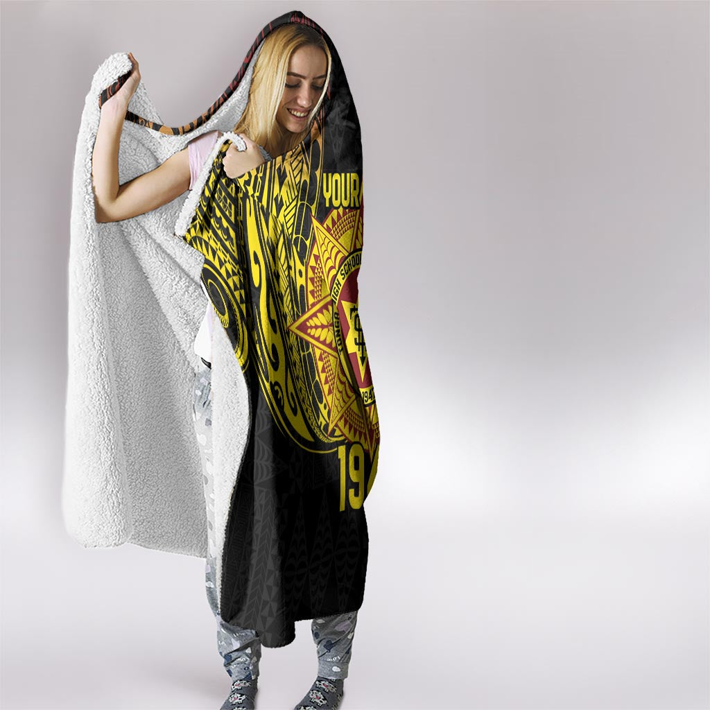 Personalised Tonga High School Hooded Blanket Since 1947 Special Kupesi Pattern