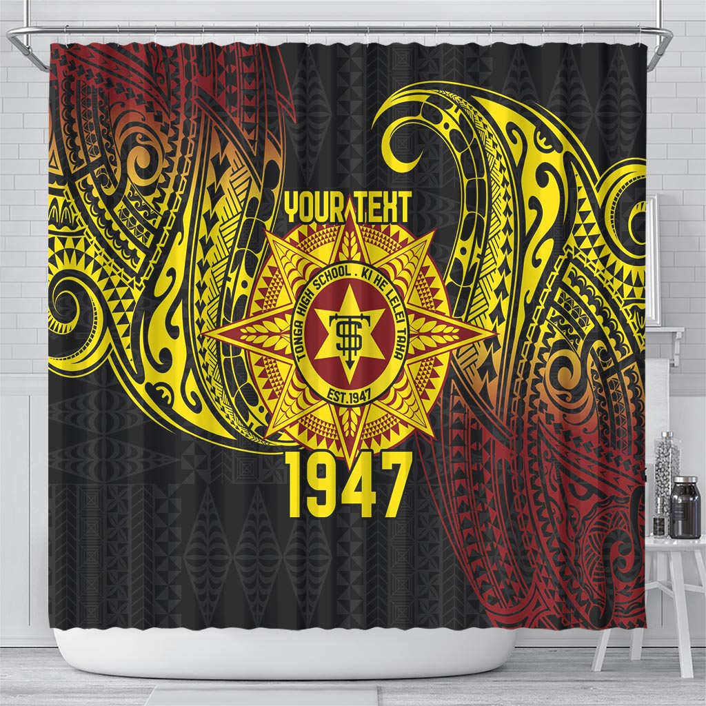 Personalised Tonga High School Shower Curtain Since 1947 Special Kupesi Pattern