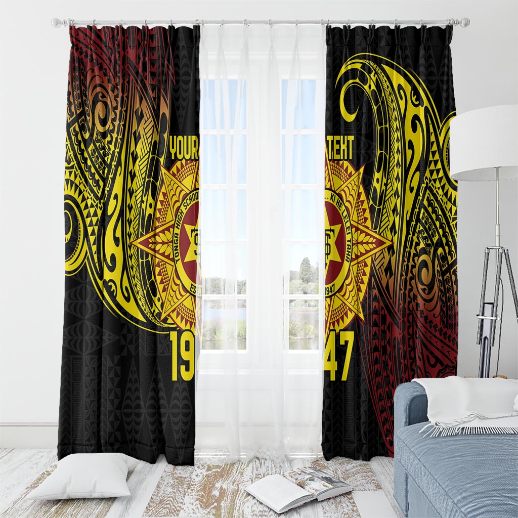 Personalised Tonga High School Window Curtain Since 1947 Special Kupesi Pattern