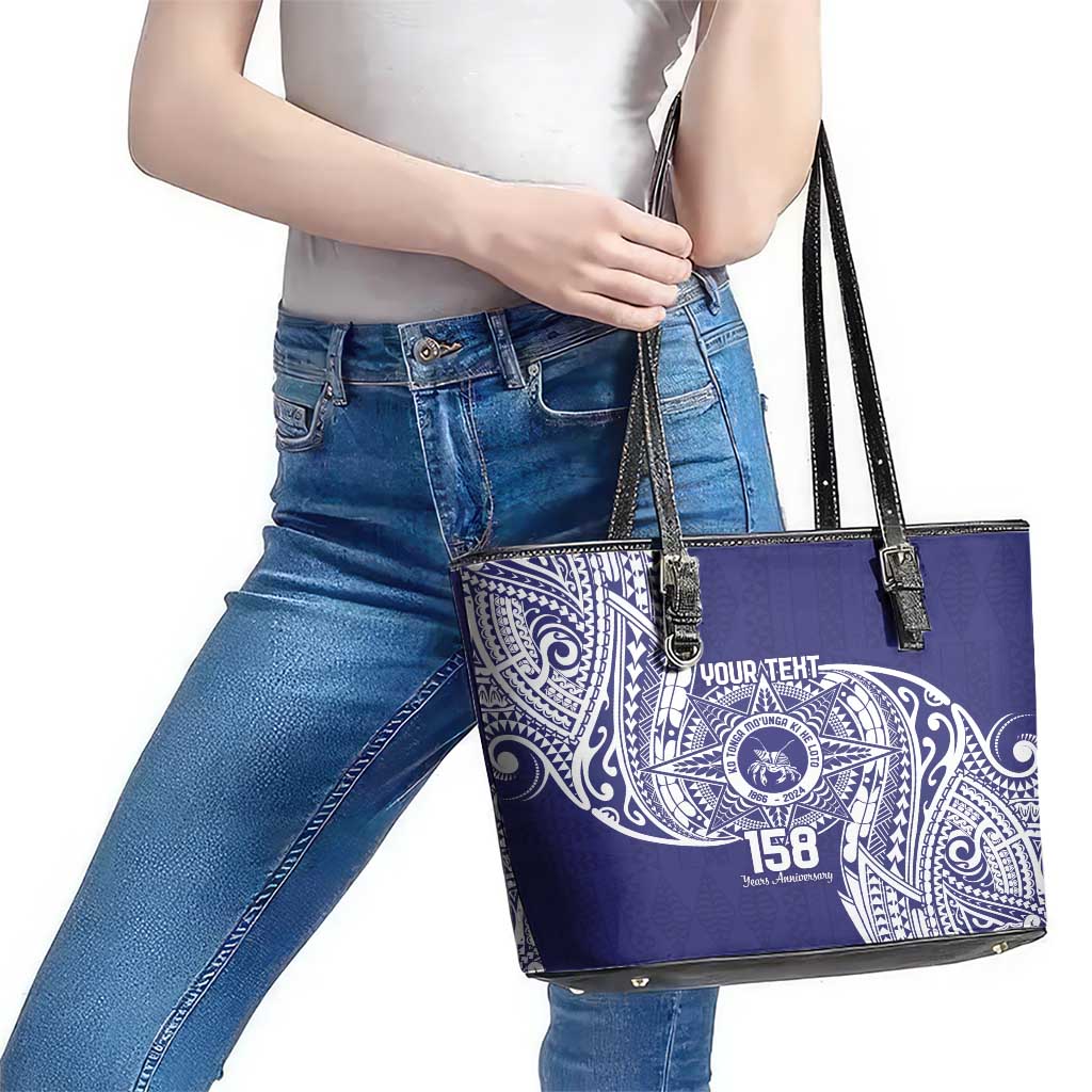 Personalised Tonga Tupou College Tolo 158th Anniversary Leather Tote Bag Special Kupesi Pattern LT9
