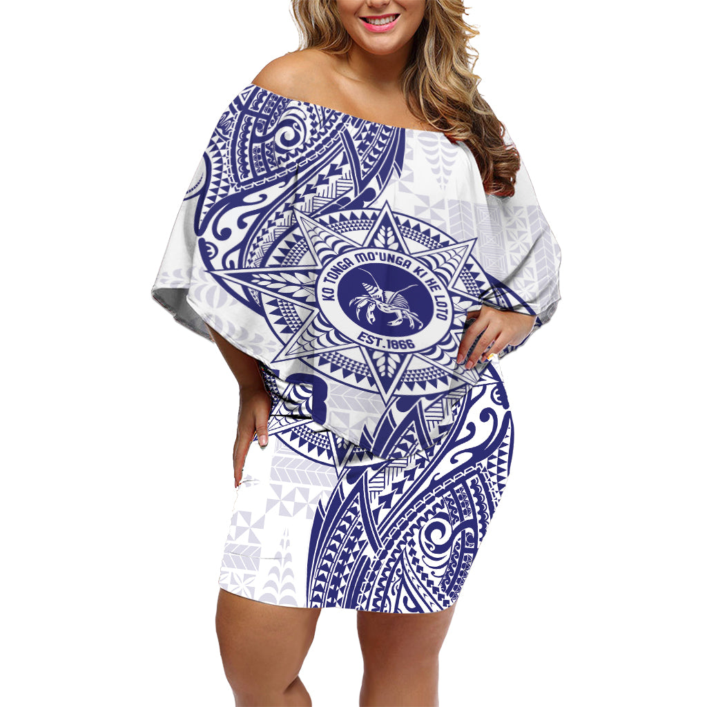 Personalised Tonga Tupou College Tolo Off Shoulder Short Dress Since 1866 Special Kupesi Pattern