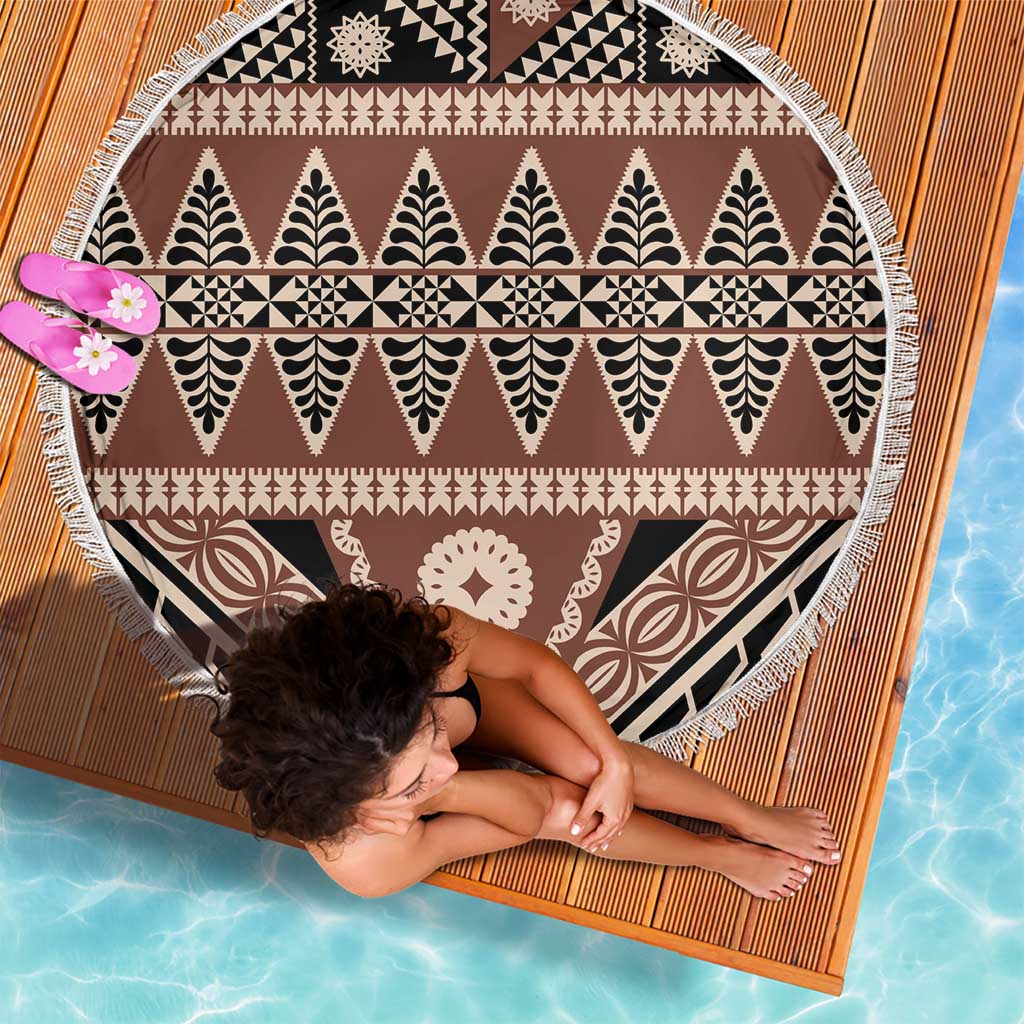 Vintage Bula Fiji Beach Blanket Brown Tapa Masi Motif