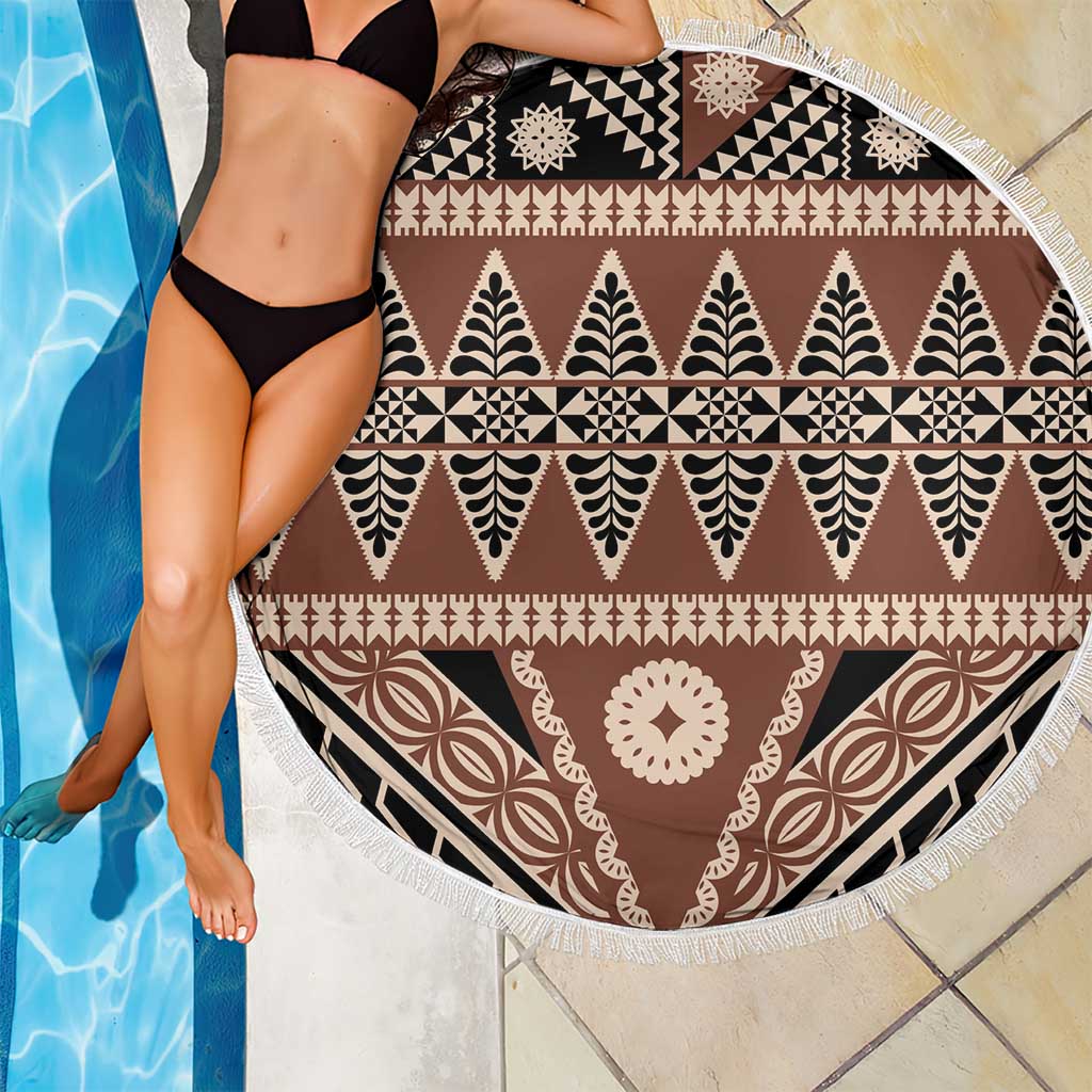 Vintage Bula Fiji Beach Blanket Brown Tapa Masi Motif