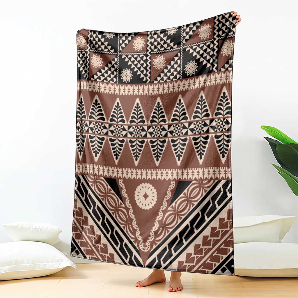 Vintage Bula Fiji Blanket Brown Tapa Masi Motif