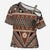 Vintage Bula Fiji Cross Shoulder Shirt Brown Tapa Masi Motif - Polynesian Pride