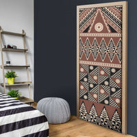 Vintage Bula Fiji Door Cover Brown Tapa Masi Motif - Polynesian Pride