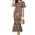 Vintage Bula Fiji Family Matching Mermaid Dress and Hawaiian Shirt Brown Tapa Masi Motif