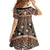Vintage Bula Fiji Family Matching Off The Shoulder Long Sleeve Dress and Hawaiian Shirt Brown Tapa Masi Motif