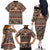 Vintage Bula Fiji Family Matching Off The Shoulder Long Sleeve Dress and Hawaiian Shirt Brown Tapa Masi Motif
