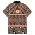 Vintage Bula Fiji Family Matching Off The Shoulder Long Sleeve Dress and Hawaiian Shirt Brown Tapa Masi Motif