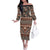Vintage Bula Fiji Family Matching Off The Shoulder Long Sleeve Dress and Hawaiian Shirt Brown Tapa Masi Motif