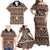 Vintage Bula Fiji Family Matching Off Shoulder Maxi Dress and Hawaiian Shirt Brown Tapa Masi Motif