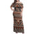 Vintage Bula Fiji Family Matching Off Shoulder Maxi Dress and Hawaiian Shirt Brown Tapa Masi Motif