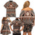 Vintage Bula Fiji Family Matching Off Shoulder Short Dress and Hawaiian Shirt Brown Tapa Masi Motif