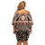 Vintage Bula Fiji Family Matching Off Shoulder Short Dress and Hawaiian Shirt Brown Tapa Masi Motif