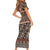 Vintage Bula Fiji Family Matching Short Sleeve Bodycon Dress and Hawaiian Shirt Brown Tapa Masi Motif