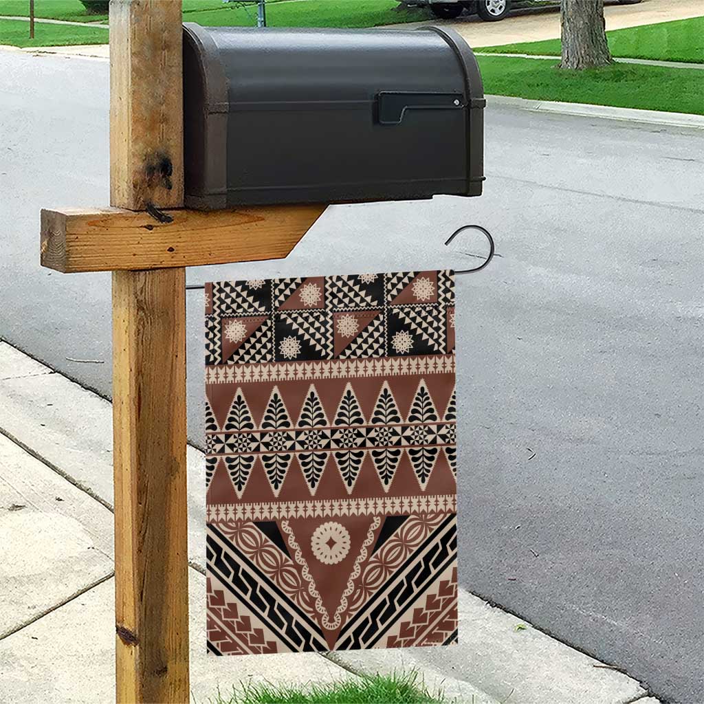 Vintage Bula Fiji Garden Flag Brown Tapa Masi Motif