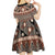 Vintage Bula Fiji Kid Short Sleeve Dress Brown Tapa Masi Motif