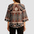 Vintage Bula Fiji Kimono Sleeve Blouse Brown Tapa Masi Motif - Polynesian Pride
