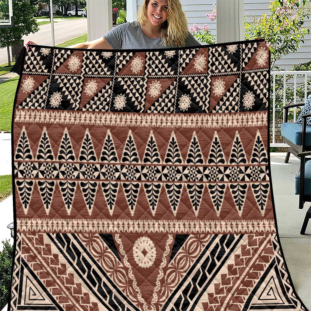 Vintage Bula Fiji Quilt Brown Tapa Masi Motif