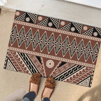 Vintage Bula Fiji Rubber Doormat Brown Tapa Masi Motif
