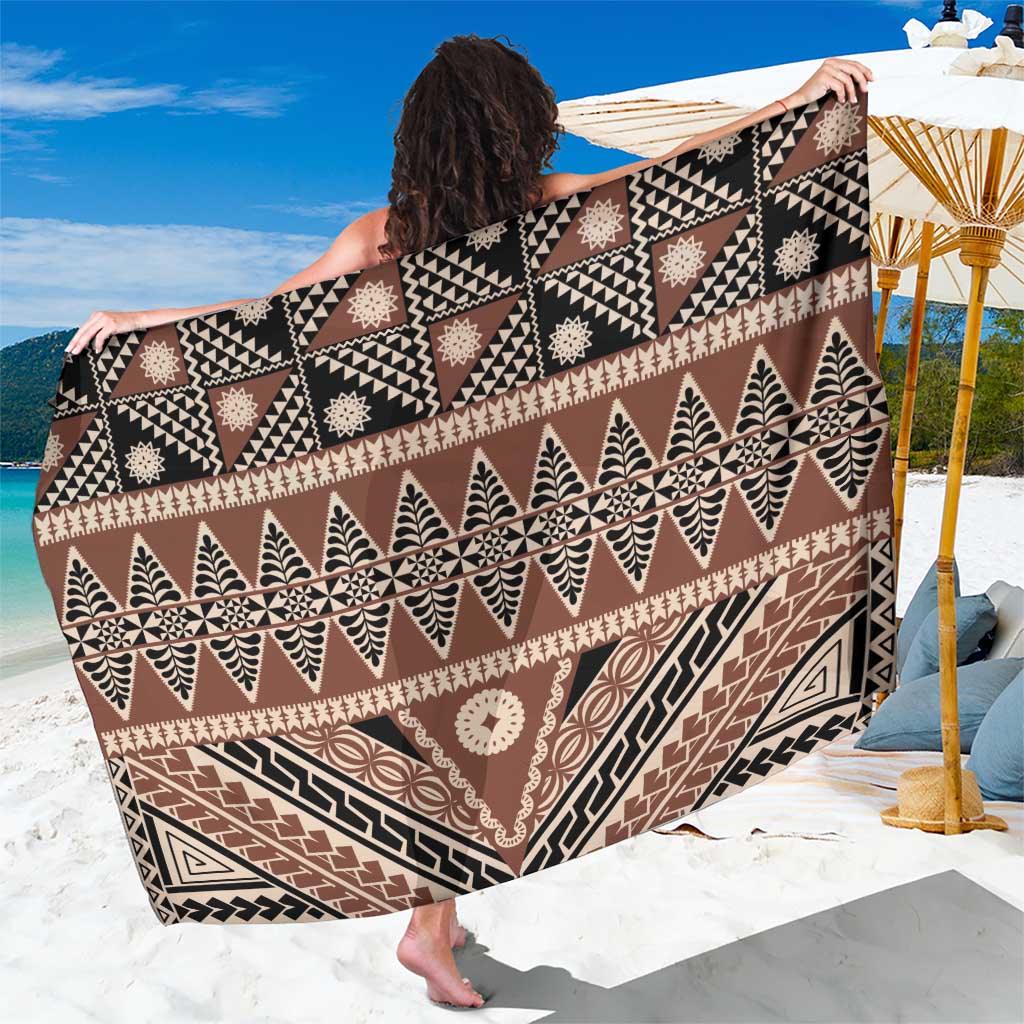 Vintage Bula Fiji Sarong Brown Tapa Masi Motif