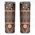 Vintage Bula Fiji Skinny Tumbler Brown Tapa Masi Motif