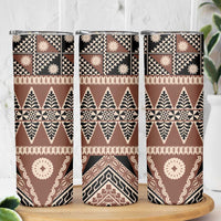 Vintage Bula Fiji Skinny Tumbler Brown Tapa Masi Motif