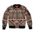 Vintage Bula Fiji Sleeve Zip Bomber Jacket Brown Tapa Masi Motif