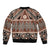 Vintage Bula Fiji Sleeve Zip Bomber Jacket Brown Tapa Masi Motif