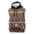 Vintage Bula Fiji Sleeveless Hoodie Brown Tapa Masi Motif - Polynesian Pride
