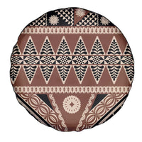 Vintage Bula Fiji Spare Tire Cover Brown Tapa Masi Motif