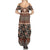 Vintage Bula Fiji Summer Maxi Dress Brown Tapa Masi Motif