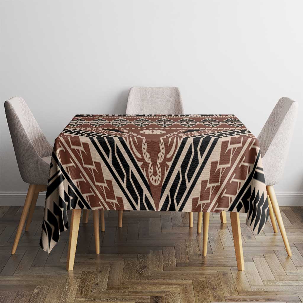 Vintage Bula Fiji Tablecloth Brown Tapa Masi Motif