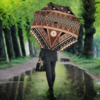 Vintage Bula Fiji Umbrella Brown Tapa Masi Motif - Polynesian Pride