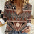 Vintage Bula Fiji Women Casual Shirt Brown Tapa Masi Motif