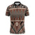 Vintage Bula Fiji Zipper Polo Shirt Brown Tapa Masi Motif - Polynesian Pride