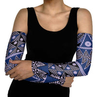 Vintage Bula Fiji Arm Sleeves Prussian Blue Tapa Masi Motif - Polynesian Pride