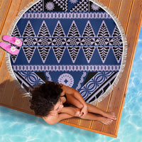 Vintage Bula Fiji Beach Blanket Prussian Blue Tapa Masi Motif