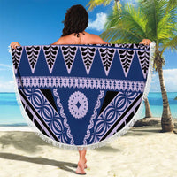 Vintage Bula Fiji Beach Blanket Prussian Blue Tapa Masi Motif