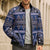 Vintage Bula Fiji Bomber Puffer Jacket Prussian Blue Tapa Masi Motif - Polynesian Pride